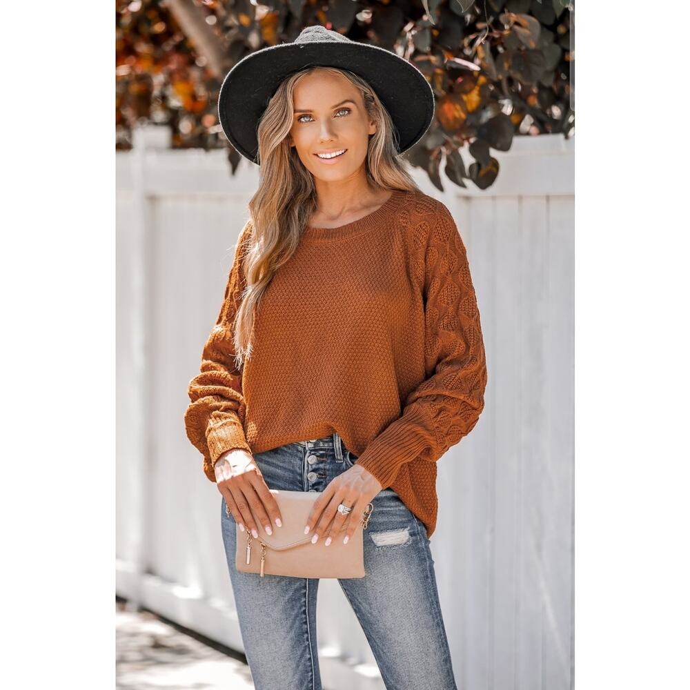 CUPSHE Pumpkin Spice Textured Knit SweaterNEW - Sz‎ XL
